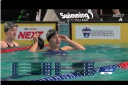 Screenshot of Kaylah winning 50m freestyle heat